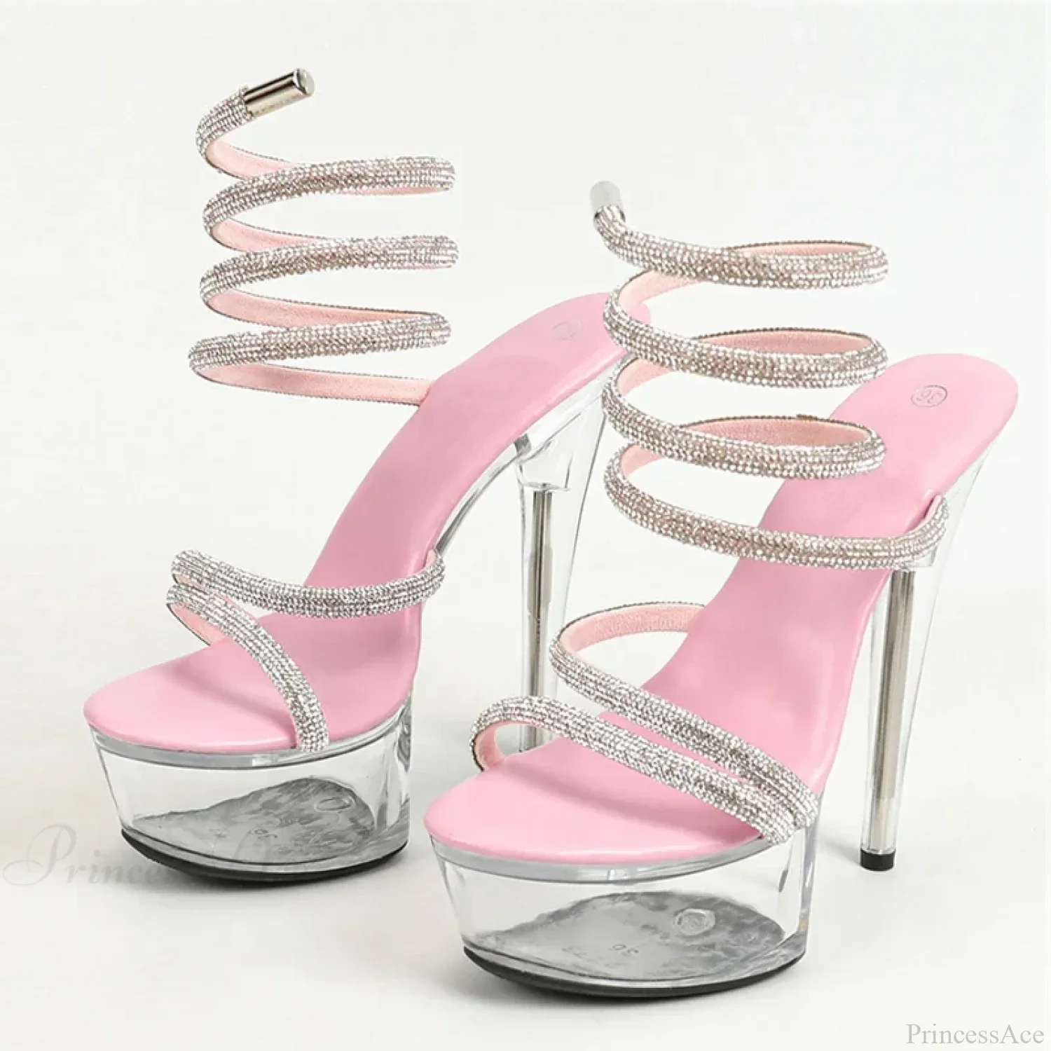 Fashion Rhinestone Ankle Snake Twine Around Transparent Wedding Banquet High Heel - Image 6