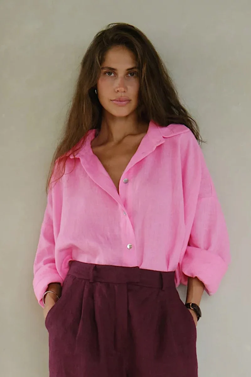 Fashion Solid Loose Casual Commuter Blouse - Image 13