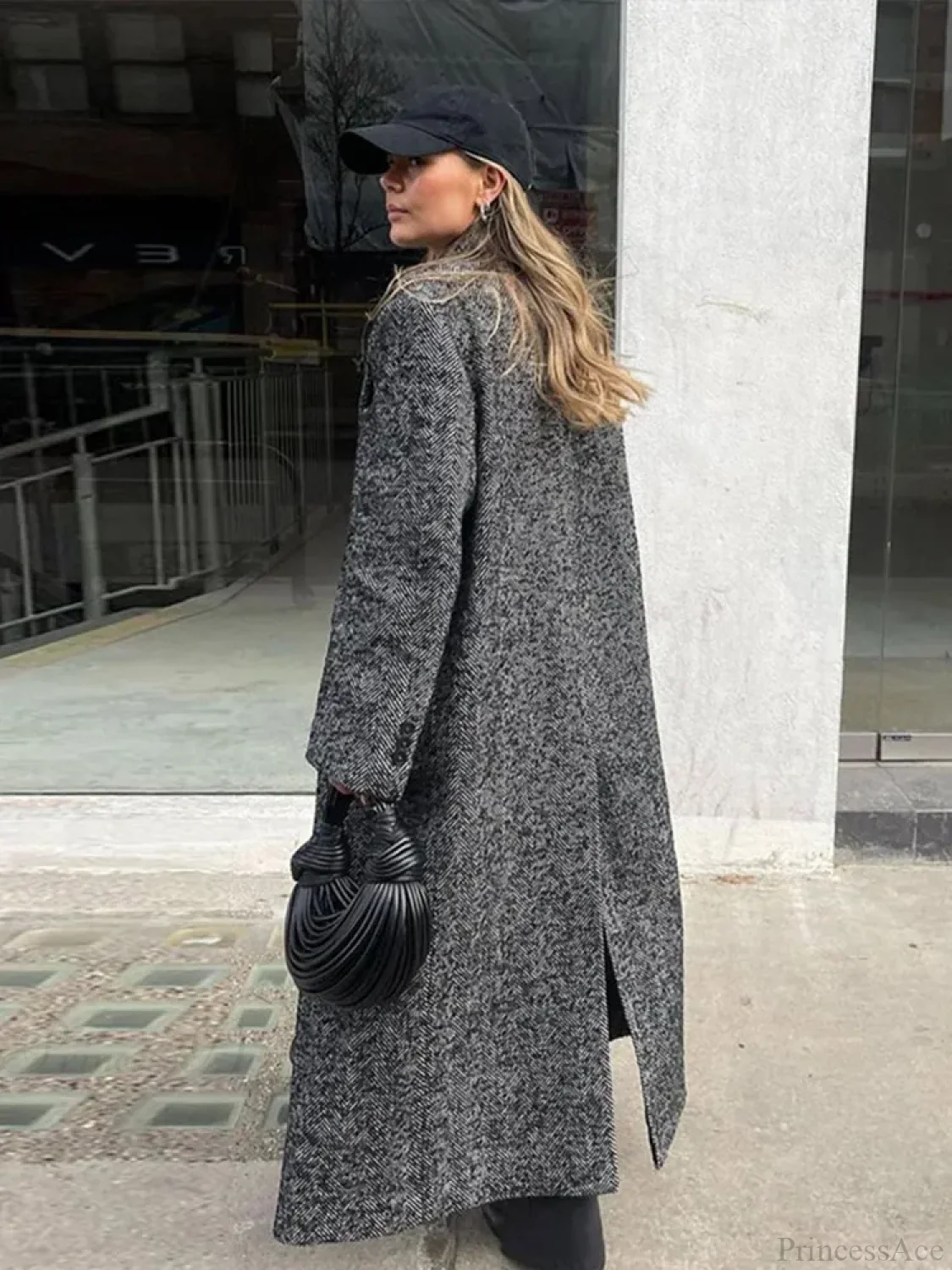 Faux Fur Lace-Up Patchwork Overcoat - Image 6