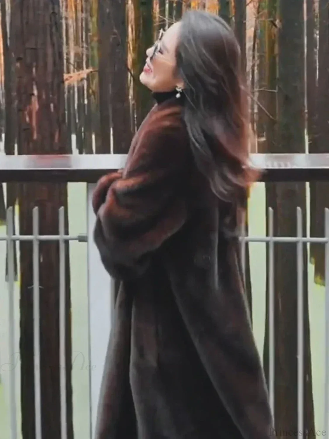 Faux Fur Lapel Plush Imitation Mink Overcoat - Image 5
