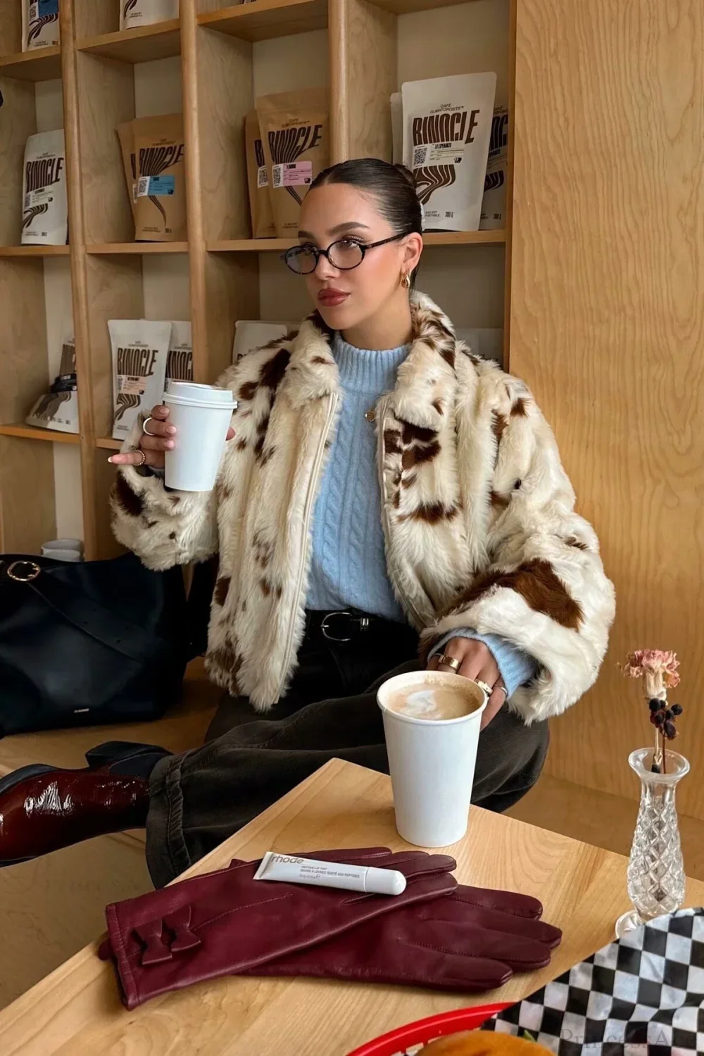 Faux Fur Leopard Print Fuzzy Warm Coat - Image 3
