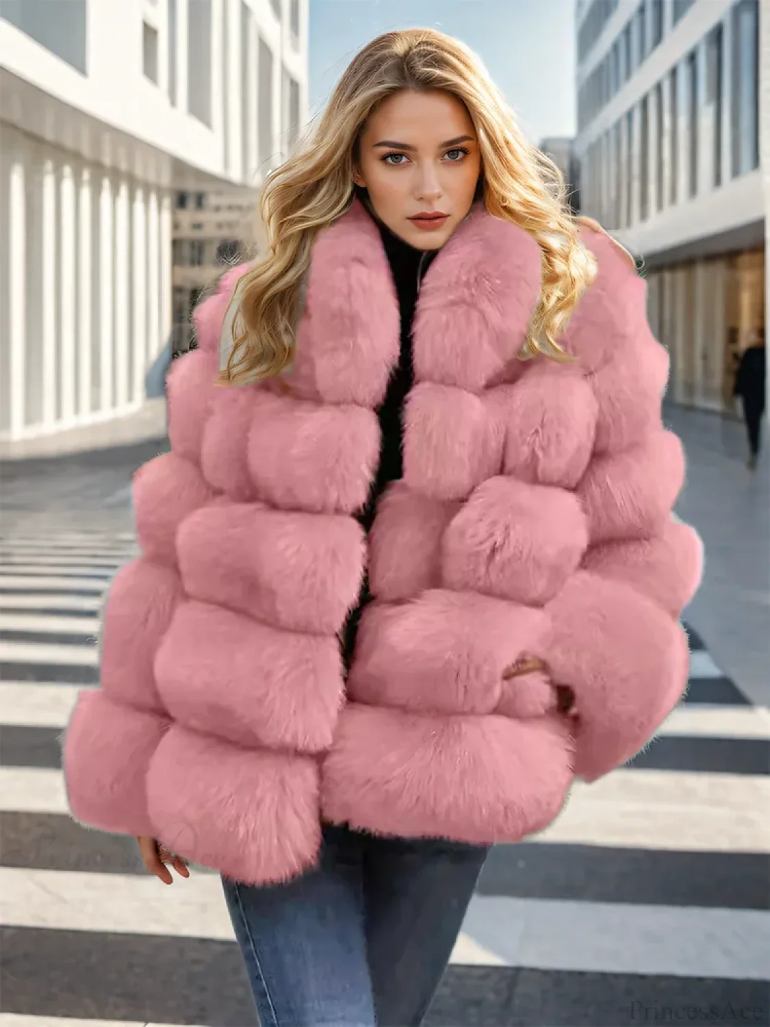 Faux Fur Patchwork Rabbit Fur Overcoat - Image 5