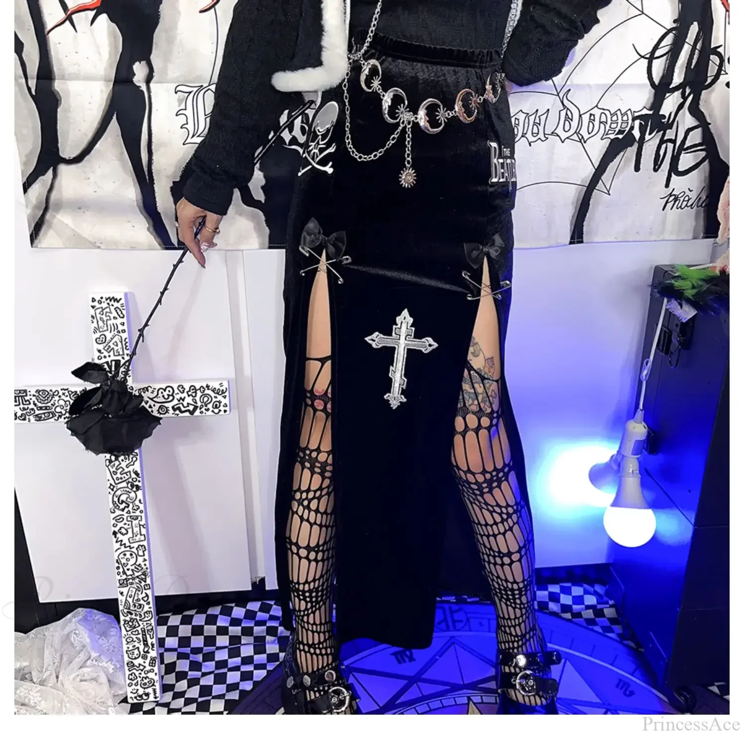 Faux Leather Hollow Out Skirt - Image 3