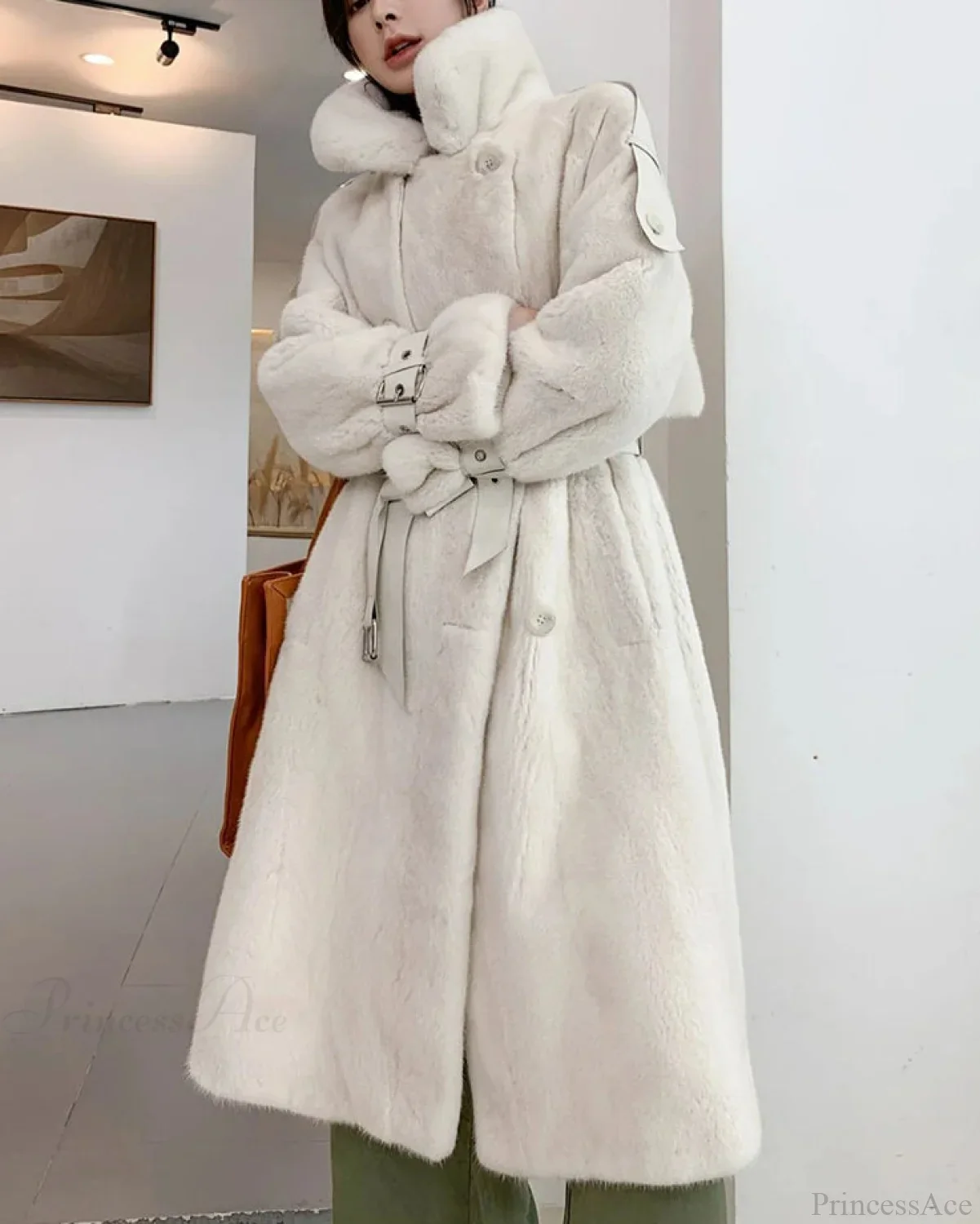 Faux Mink Fur Thick Winter Overcoat - Image 3