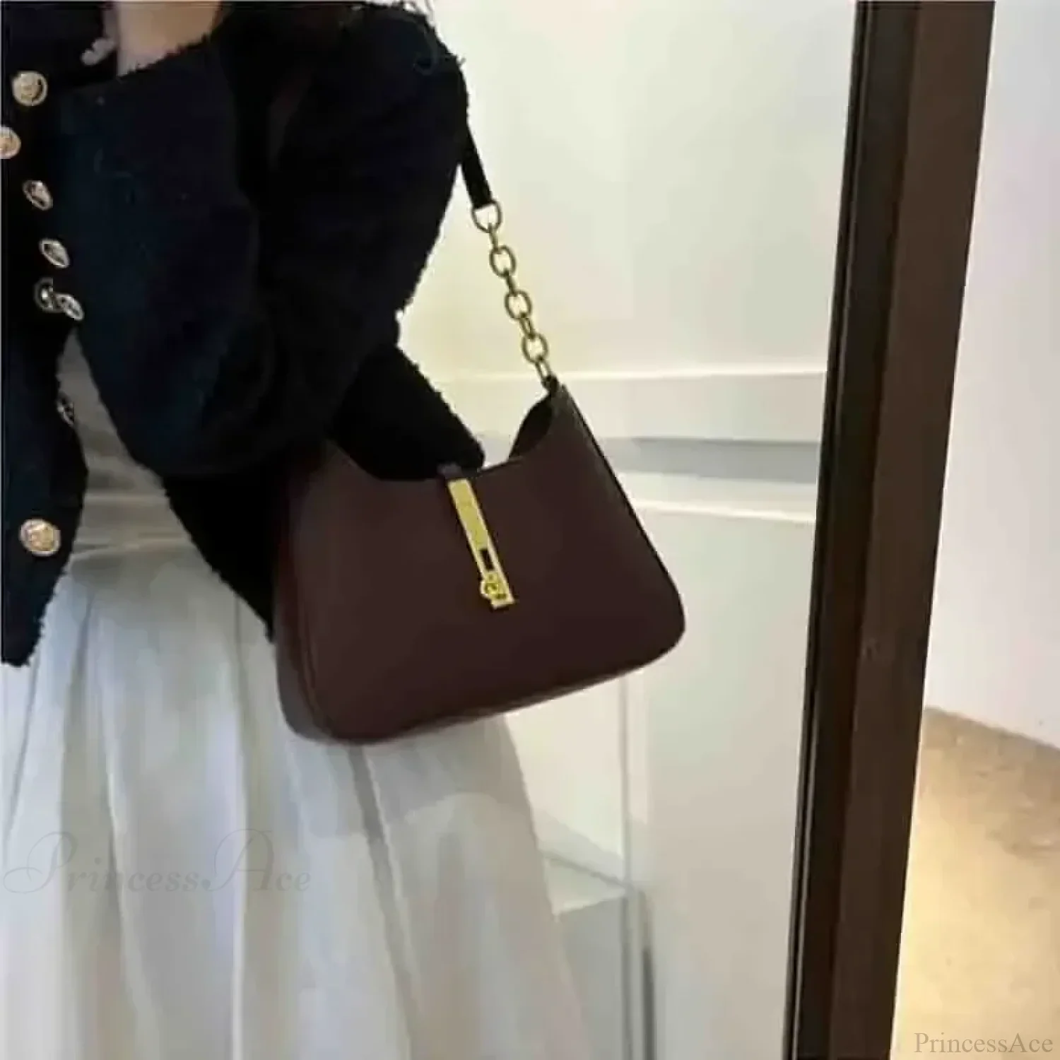 Faux Suede Vintage Commuter Shoulder Bag - Image 4