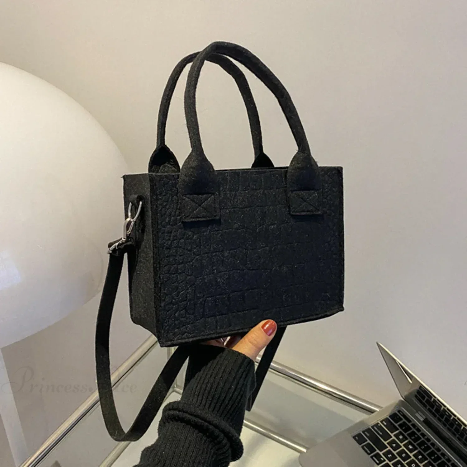 Felt Mini Tote Autumn Winter Small Square Handbag - Image 6