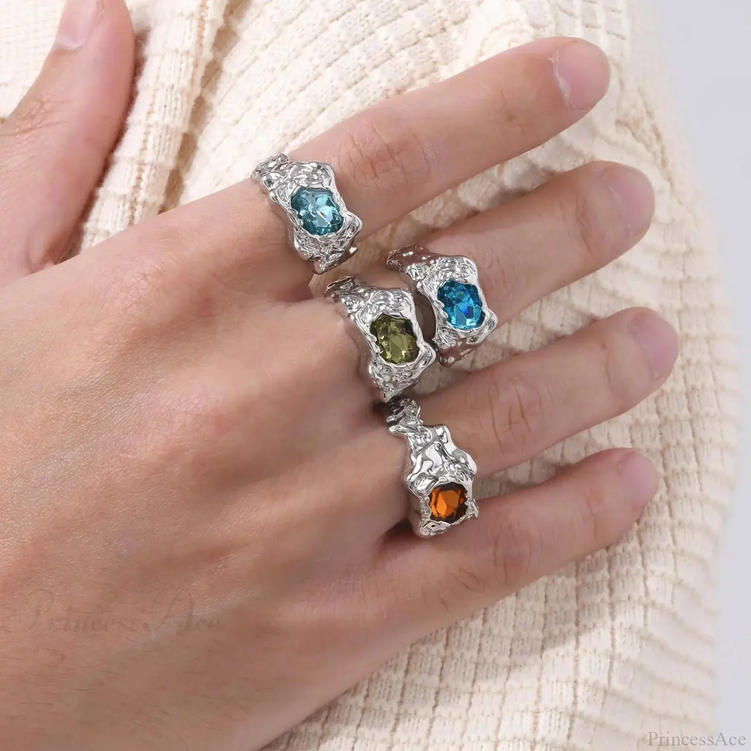 Fiery Colorful Zircon Gothic Band - Image 2