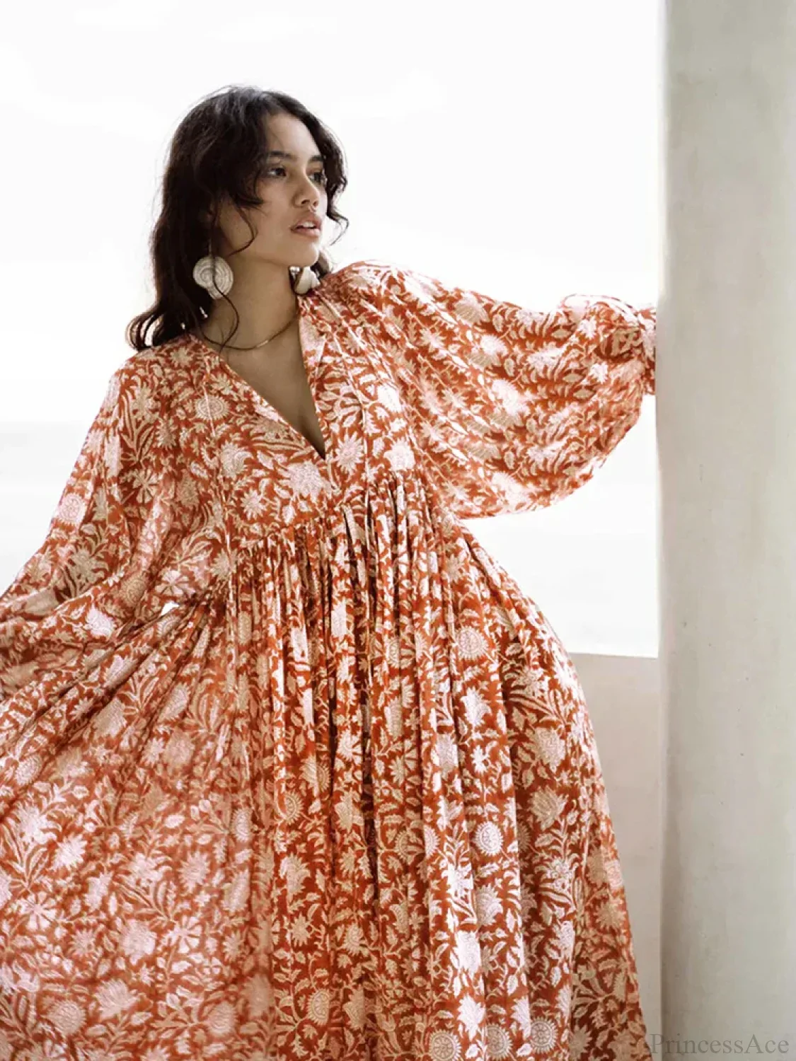 Fitshinling Boho Vintage Lantern Sleeve Dress - Image 11