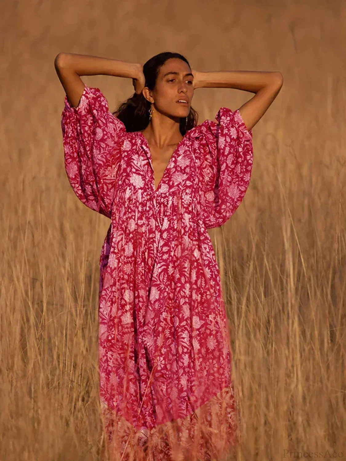 Fitshinling Boho Vintage Lantern Sleeve Dress - Image 13