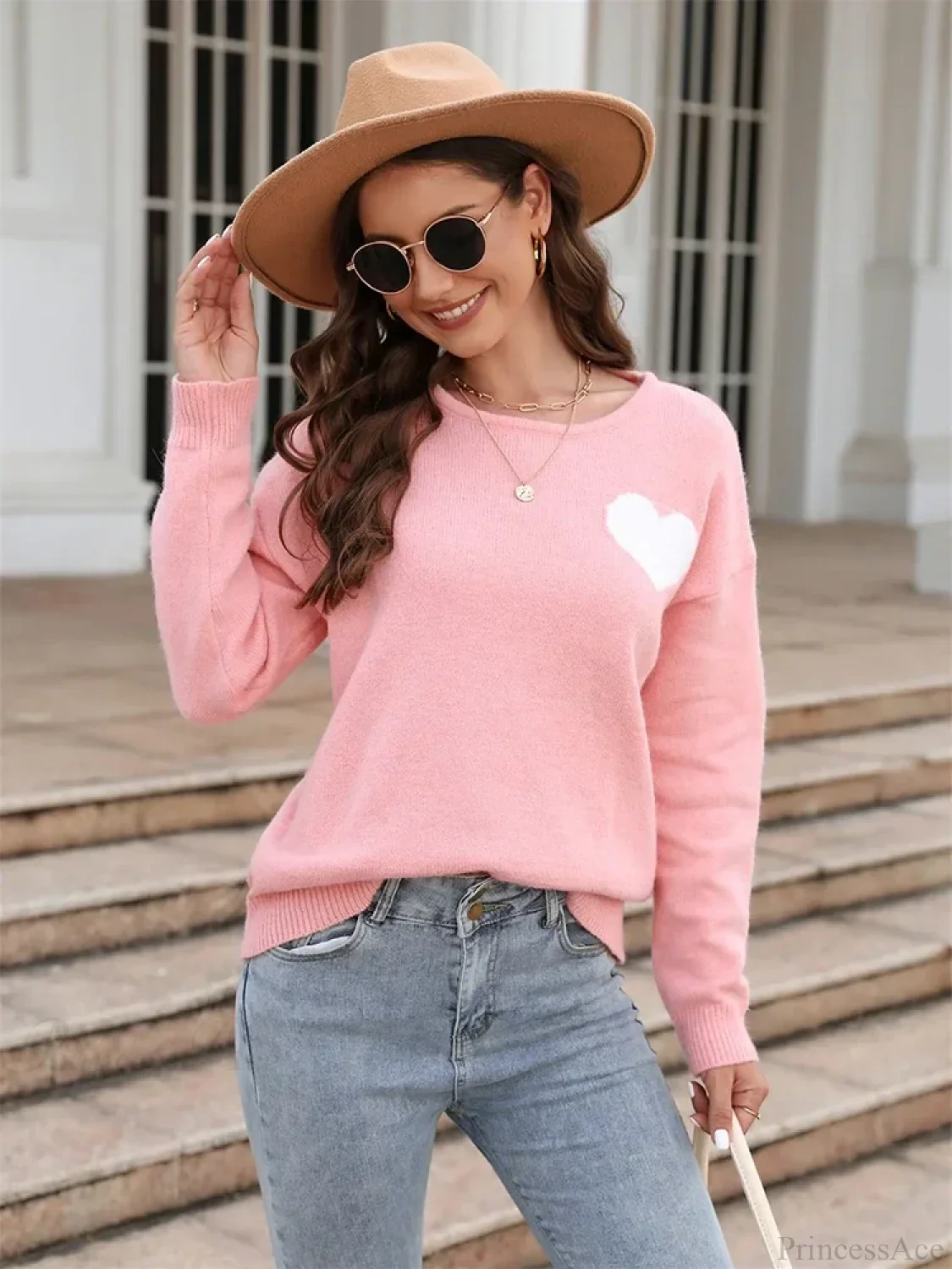 Fitshinling Heart Basic Autumn Winter Long Sleeve Cozy Green Sweater - Image 4