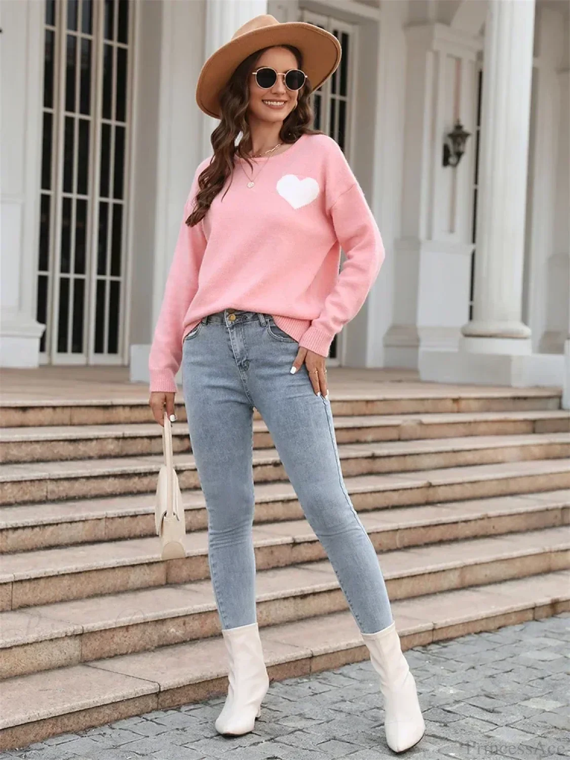 Fitshinling Heart Basic Autumn Winter Long Sleeve Cozy Green Sweater - Image 5