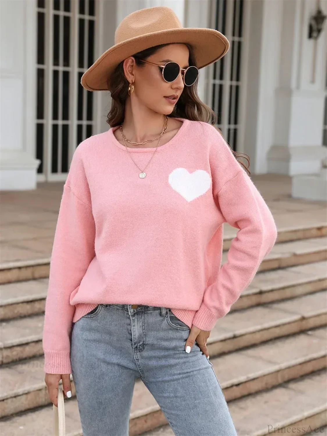 Fitshinling Heart Basic Autumn Winter Long Sleeve Cozy Green Sweater - Image 7