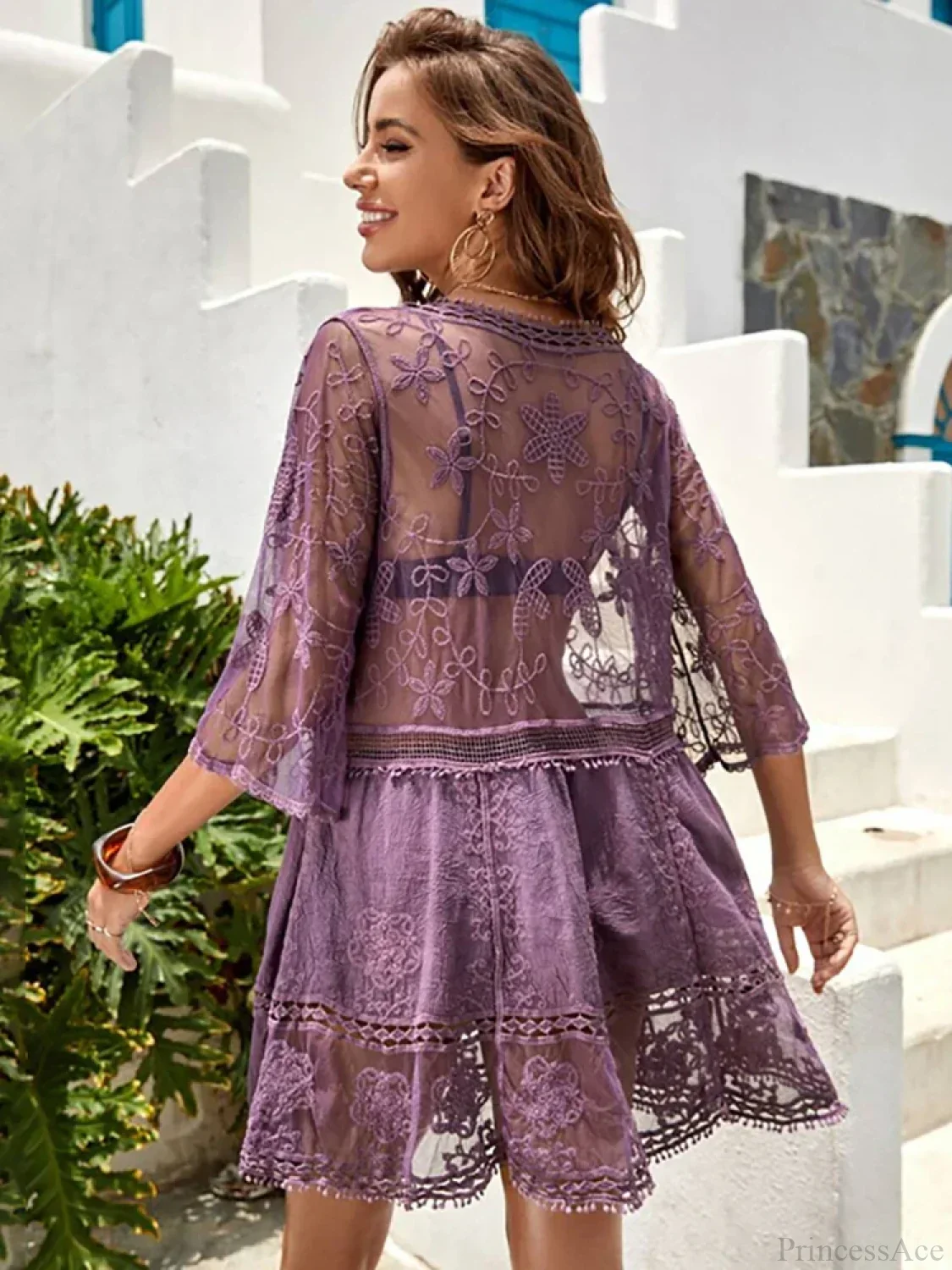 Fitshinling V-neck Sheer Lace Boho Cover-up - Image 10