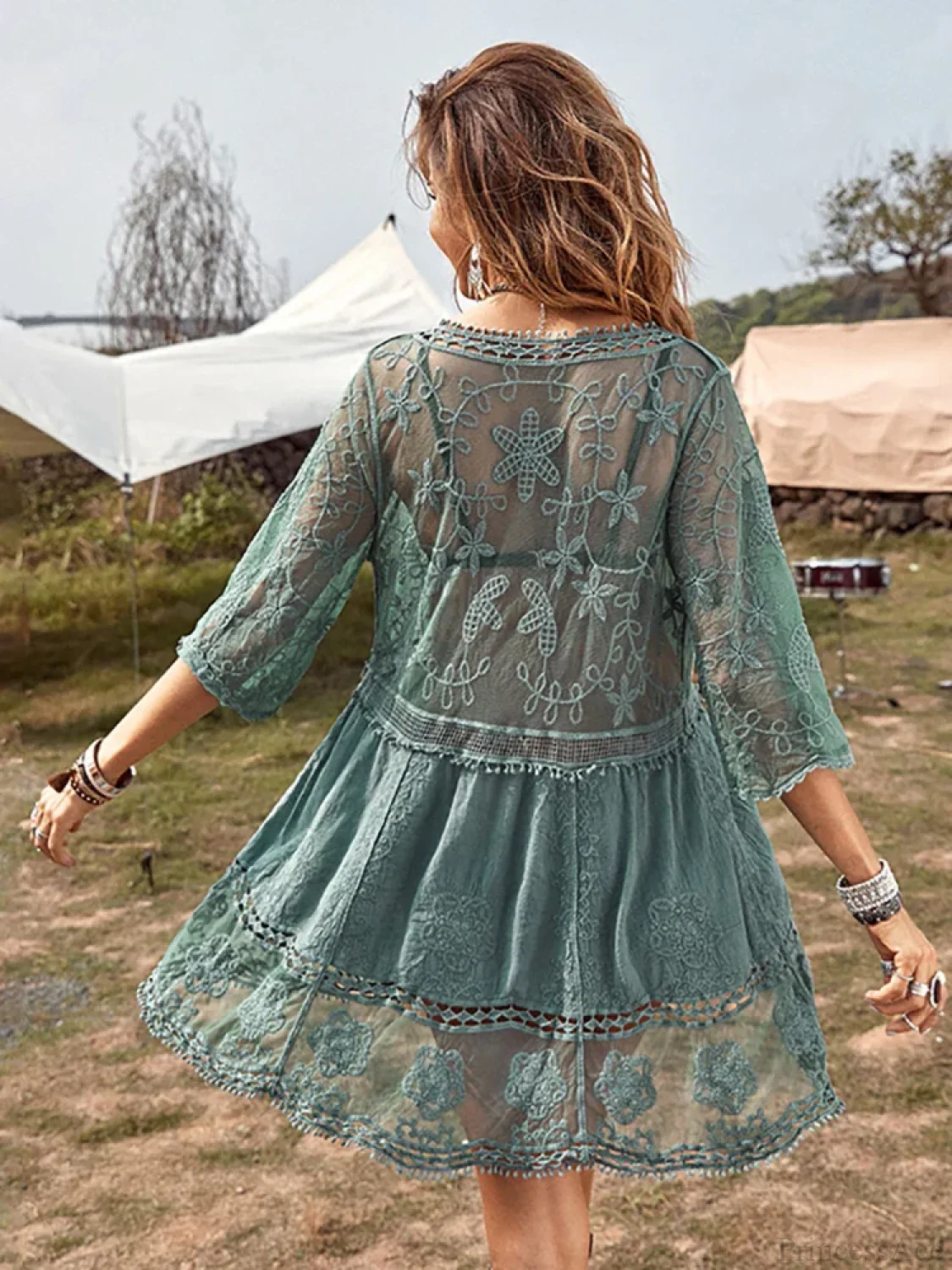 Fitshinling V-neck Sheer Lace Boho Cover-up - Image 2