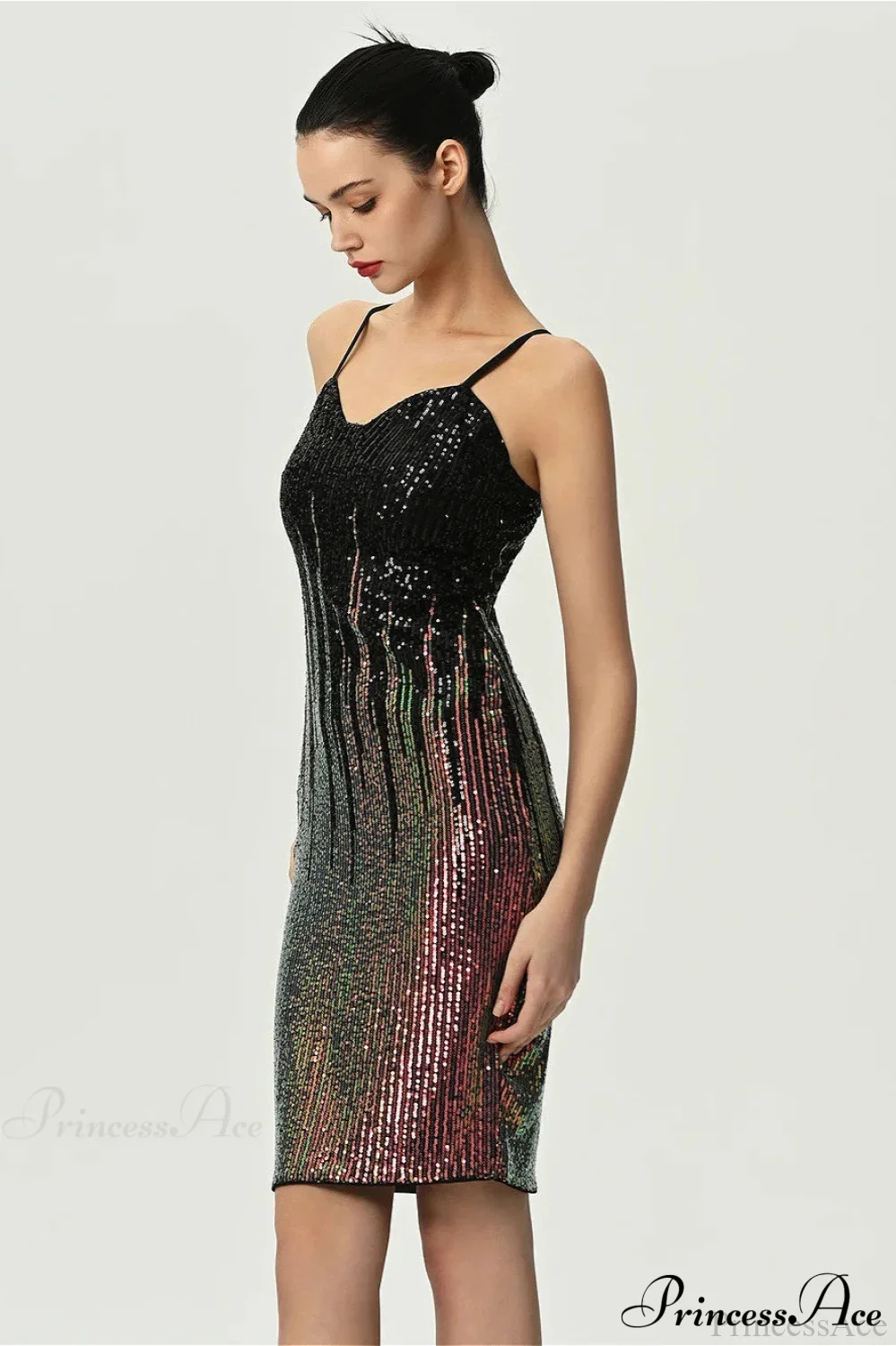 Fitted Colorful Sequin Spaghetti Strap Party Dress - Image 6
