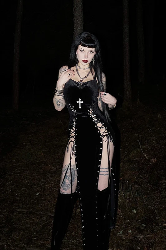 Fitted Split Gothic Dress - Image 2