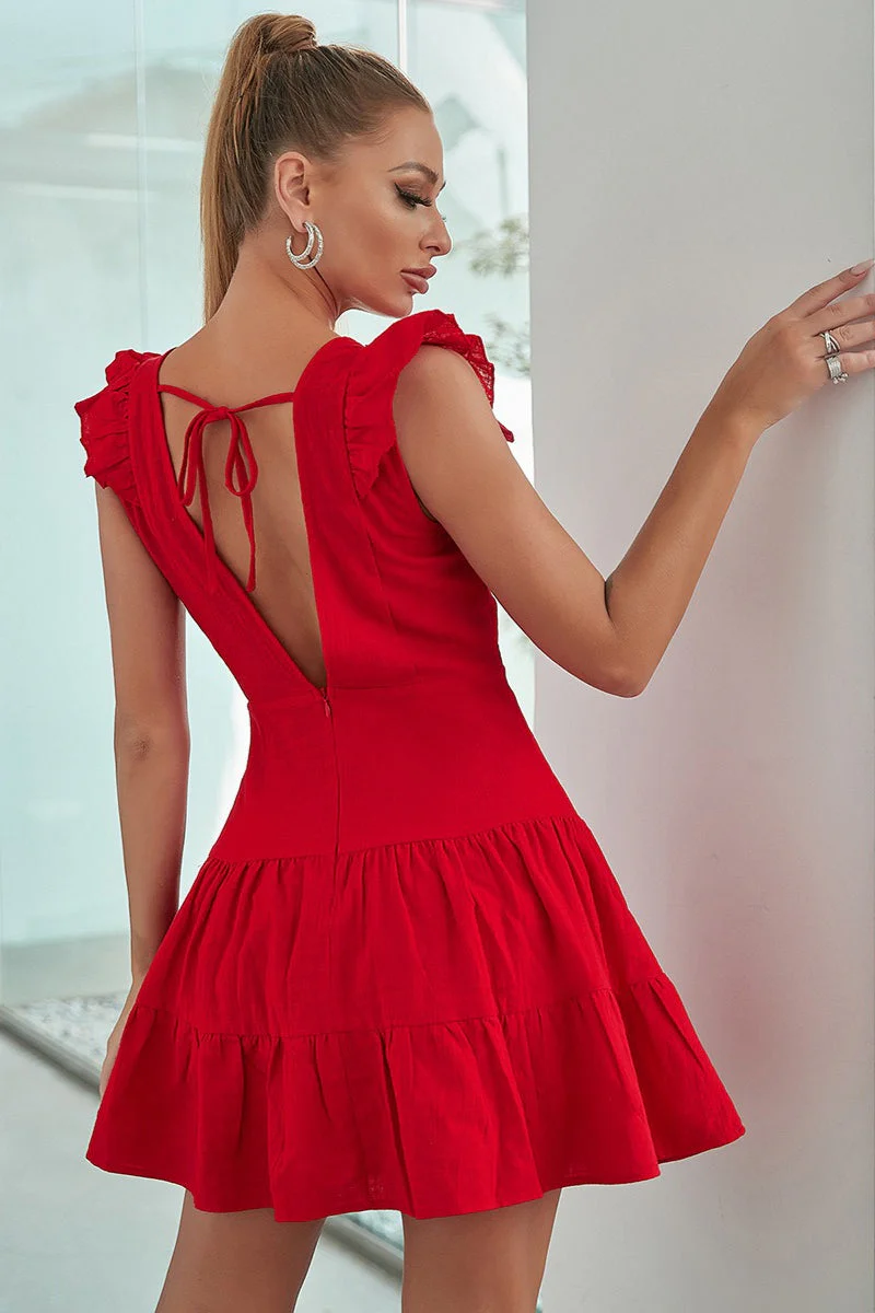 Backless High Waist Ruffle Cocktail Dress - Image 23