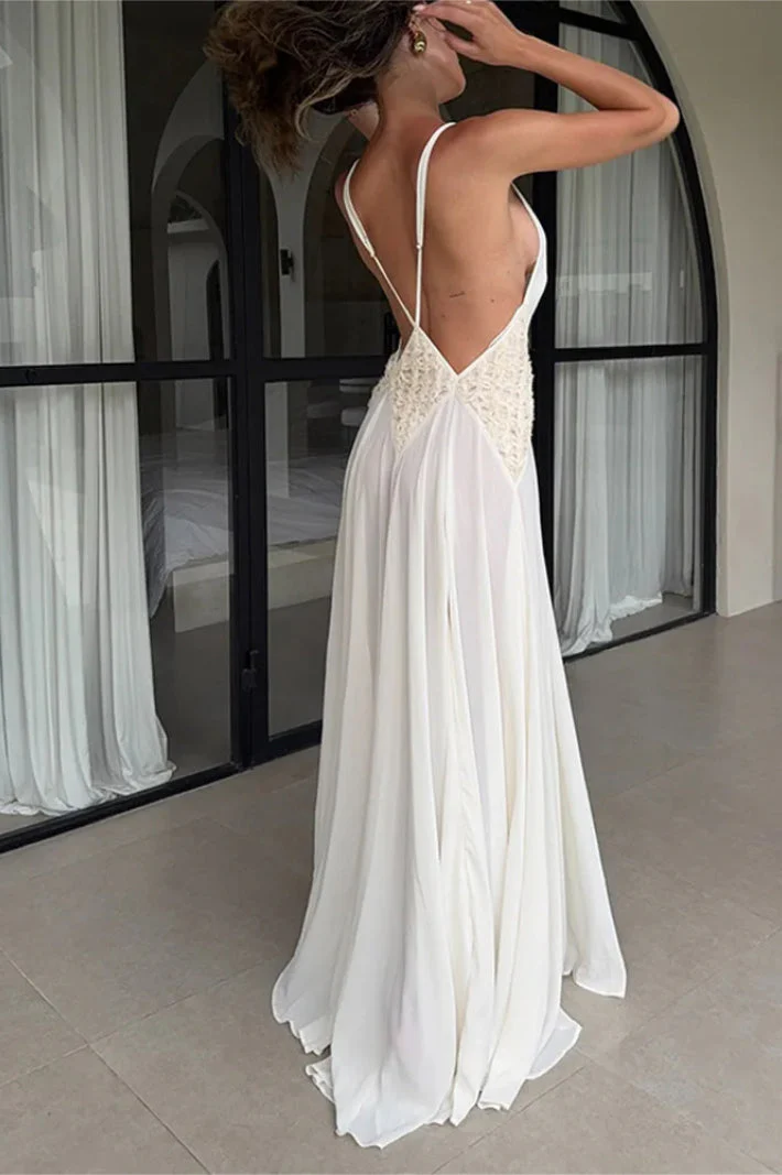 Backless V-Neck Boho Dress - Image 13