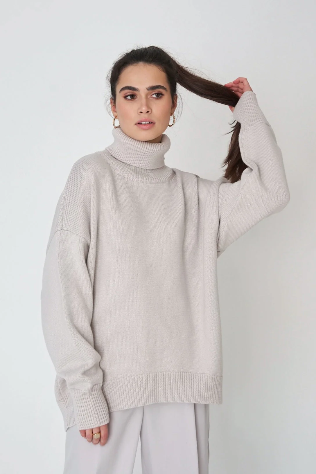 Basic Solid Knit Turtleneck Sweater - Image 13