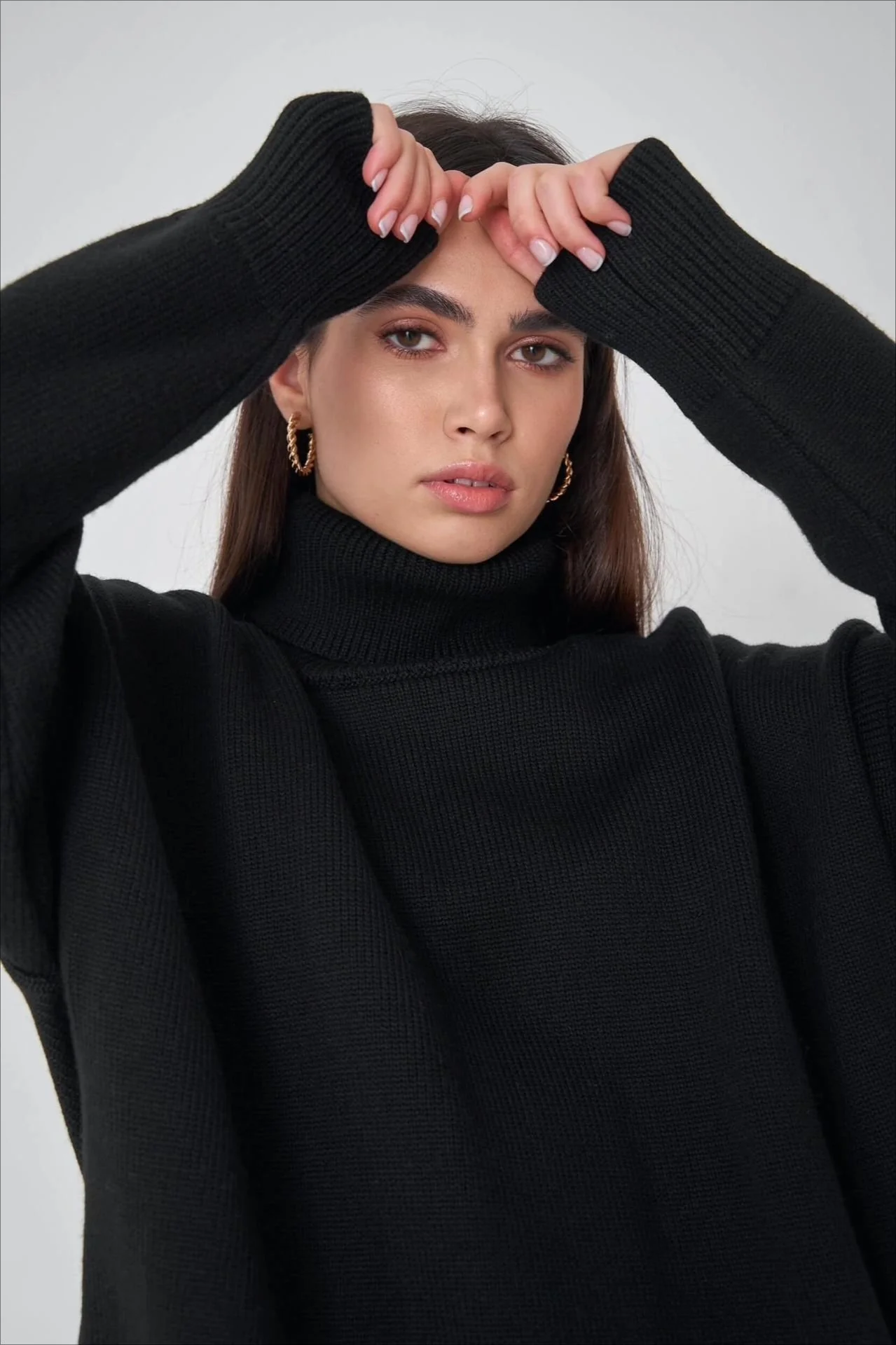 Basic Solid Knit Turtleneck Sweater - Image 16