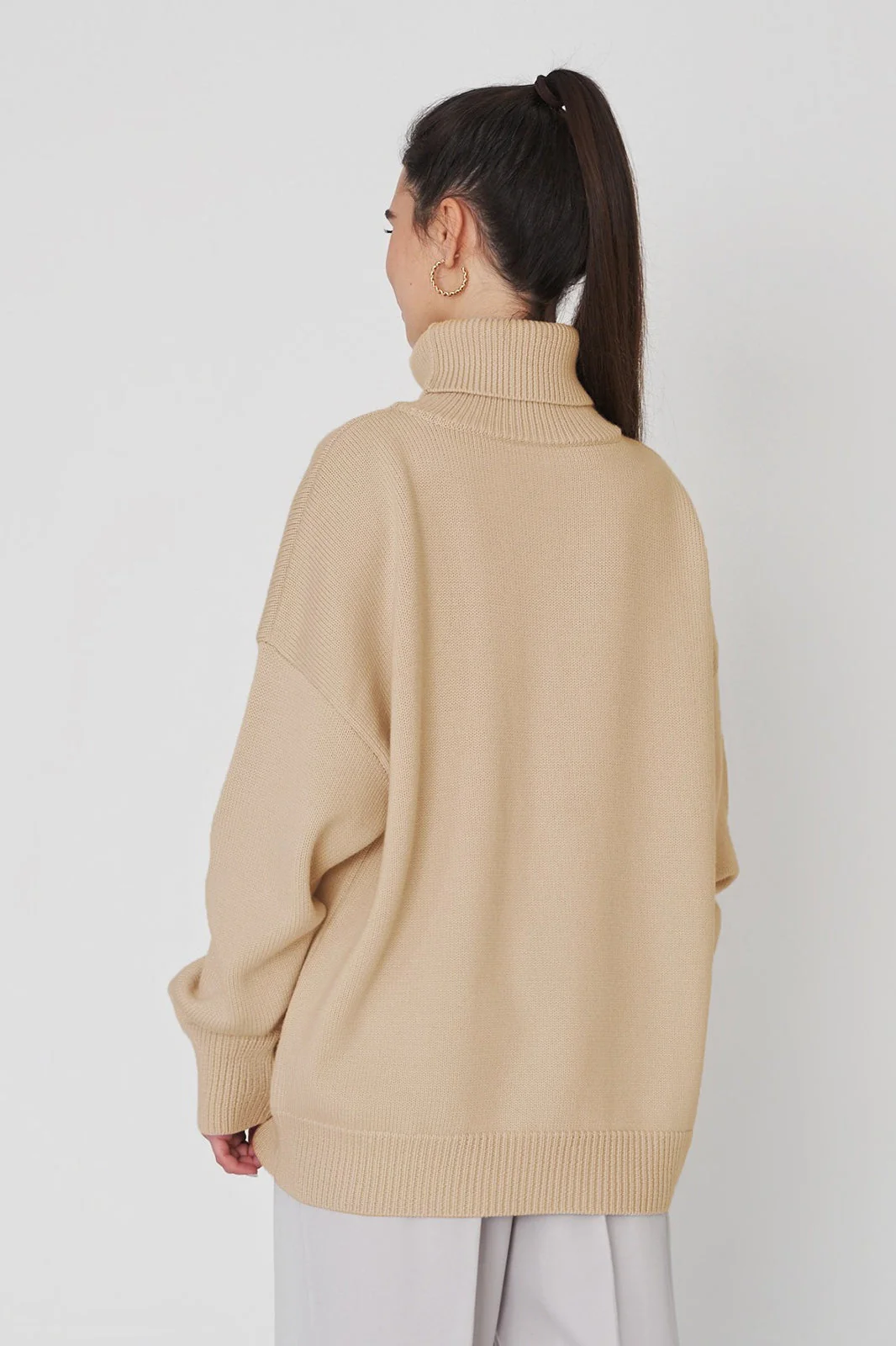 Basic Solid Knit Turtleneck Sweater - Image 30
