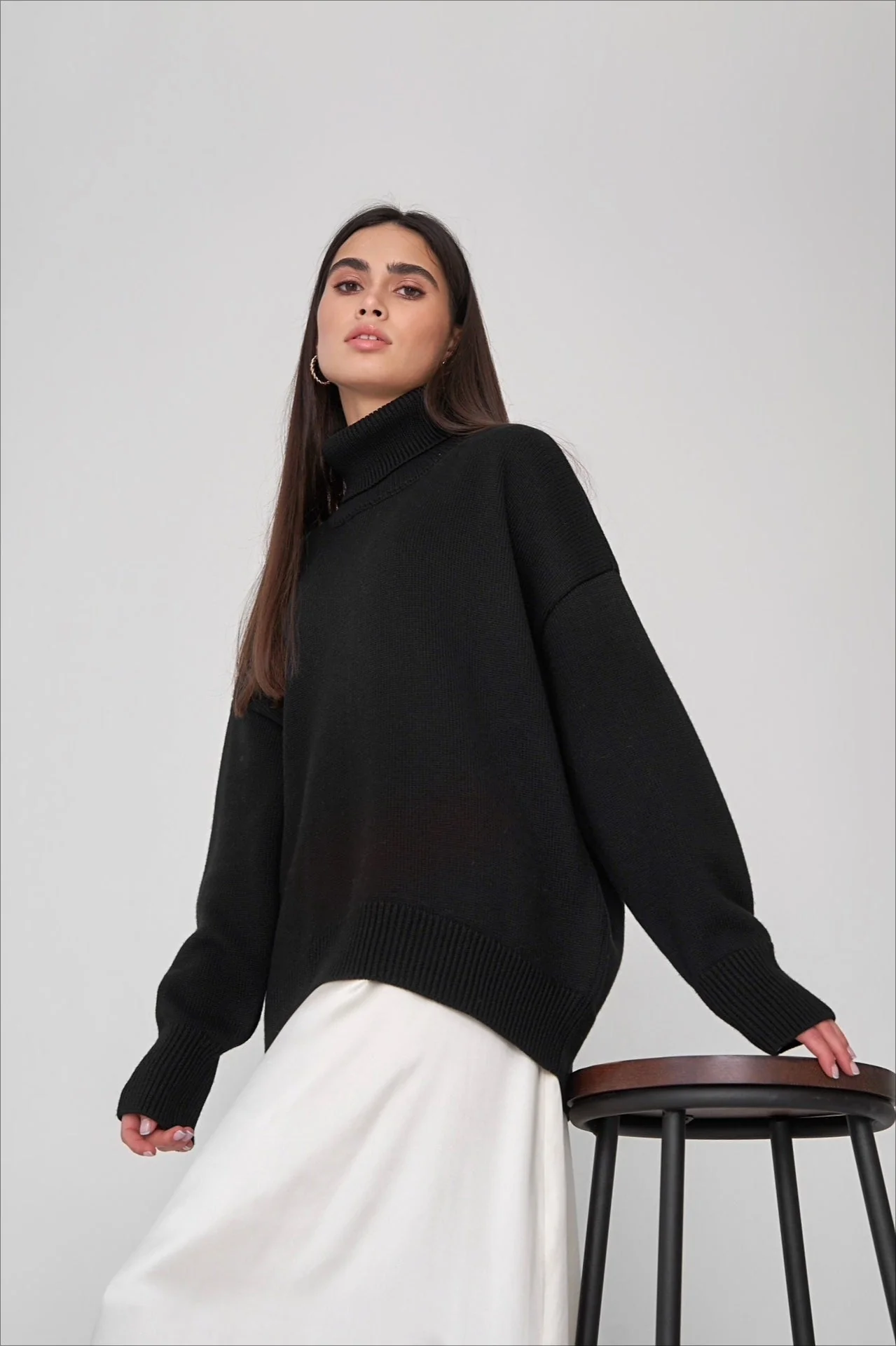 Basic Solid Knit Turtleneck Sweater - Image 38