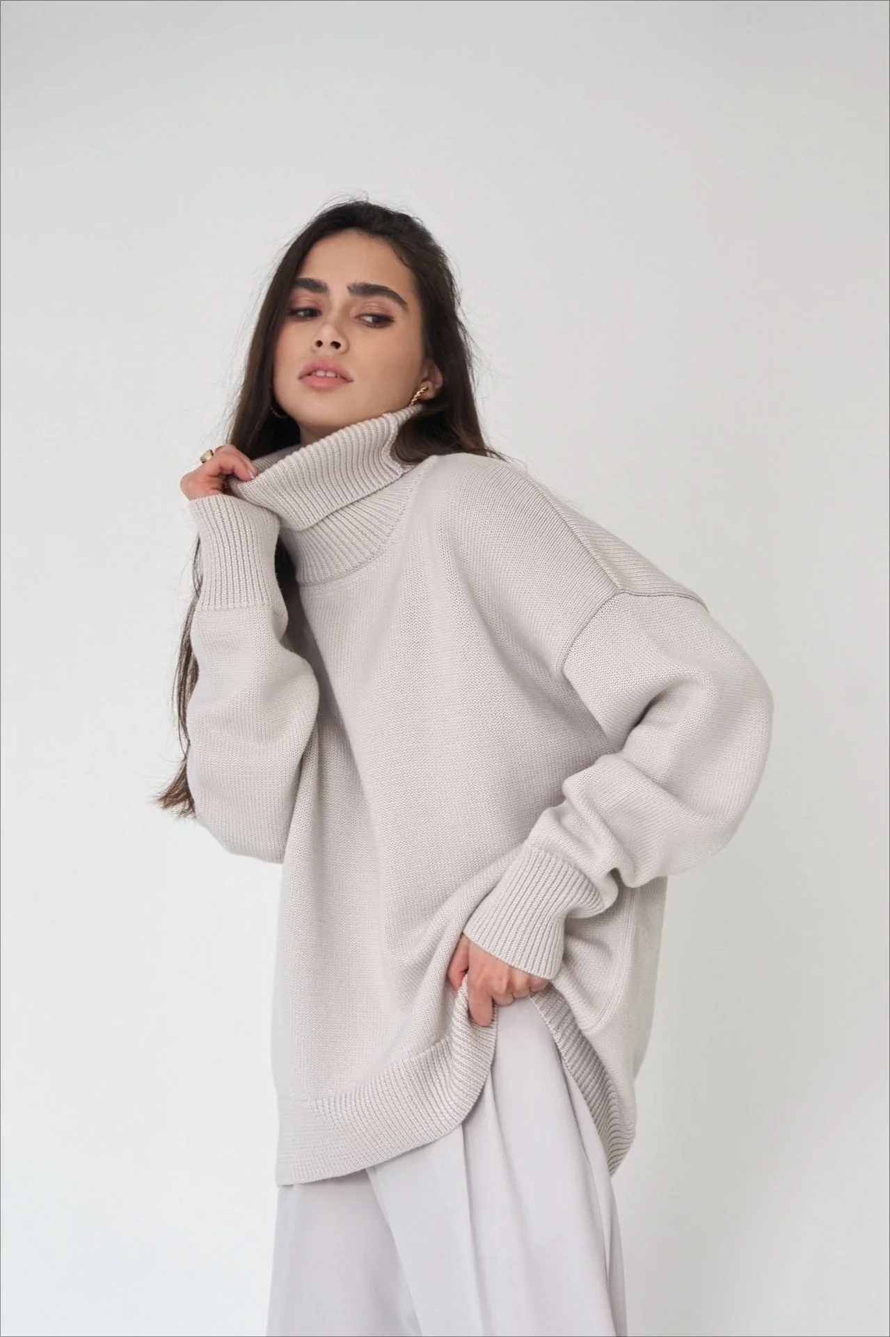 Basic Solid Knit Turtleneck Sweater - Image 45