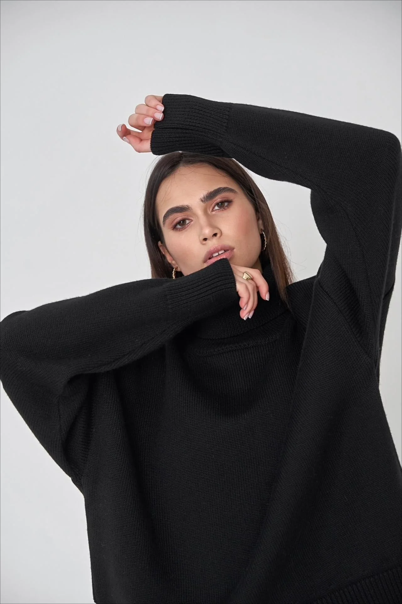 Basic Solid Knit Turtleneck Sweater - Image 65