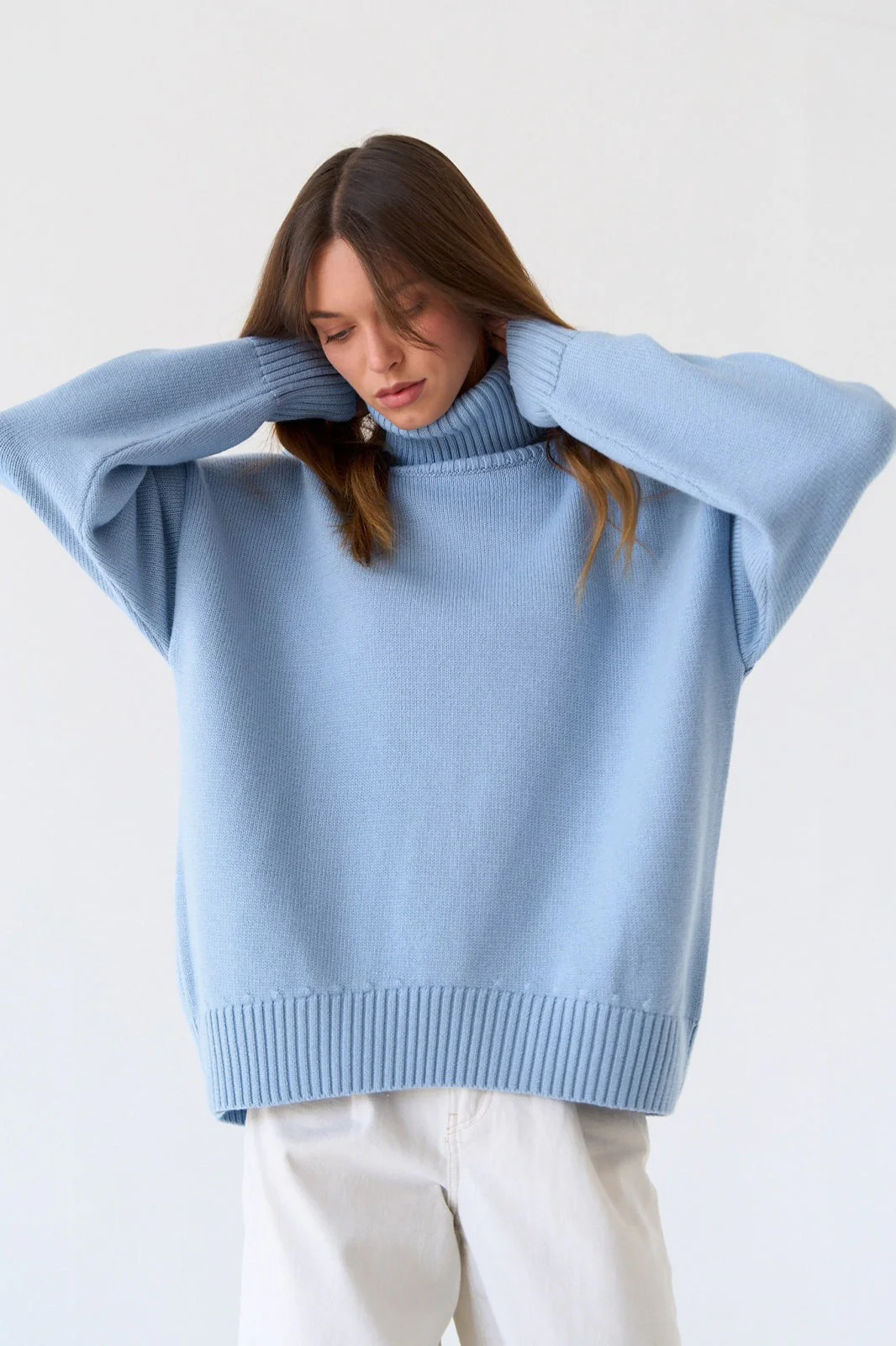 Basic Solid Knit Turtleneck Sweater - Image 75