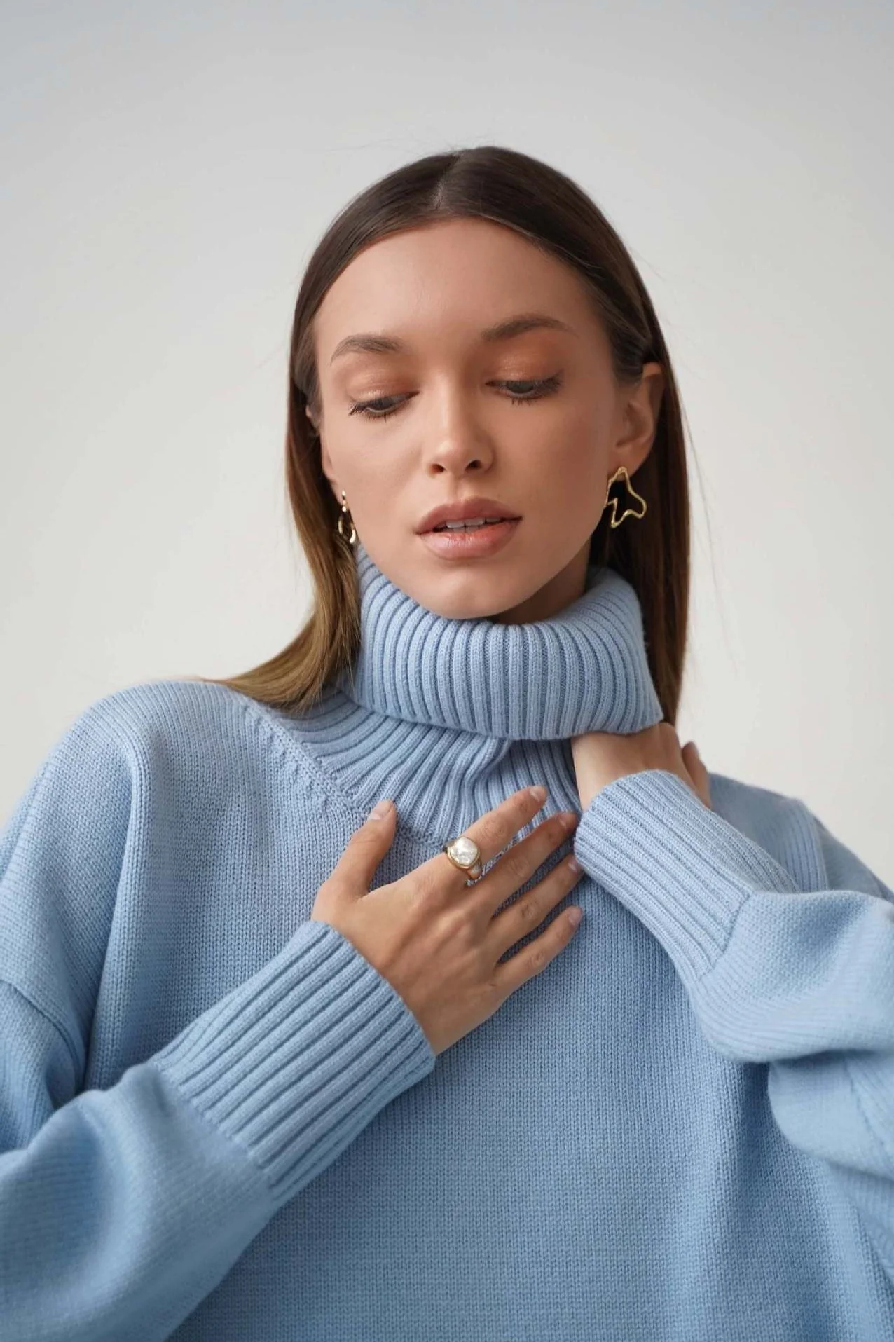 Basic Solid Knit Turtleneck Sweater - Image 77
