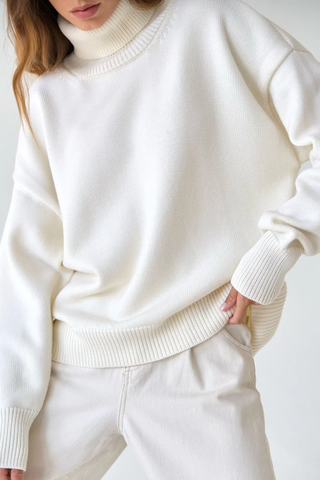 Basic Solid Knit Turtleneck Sweater - Image 81
