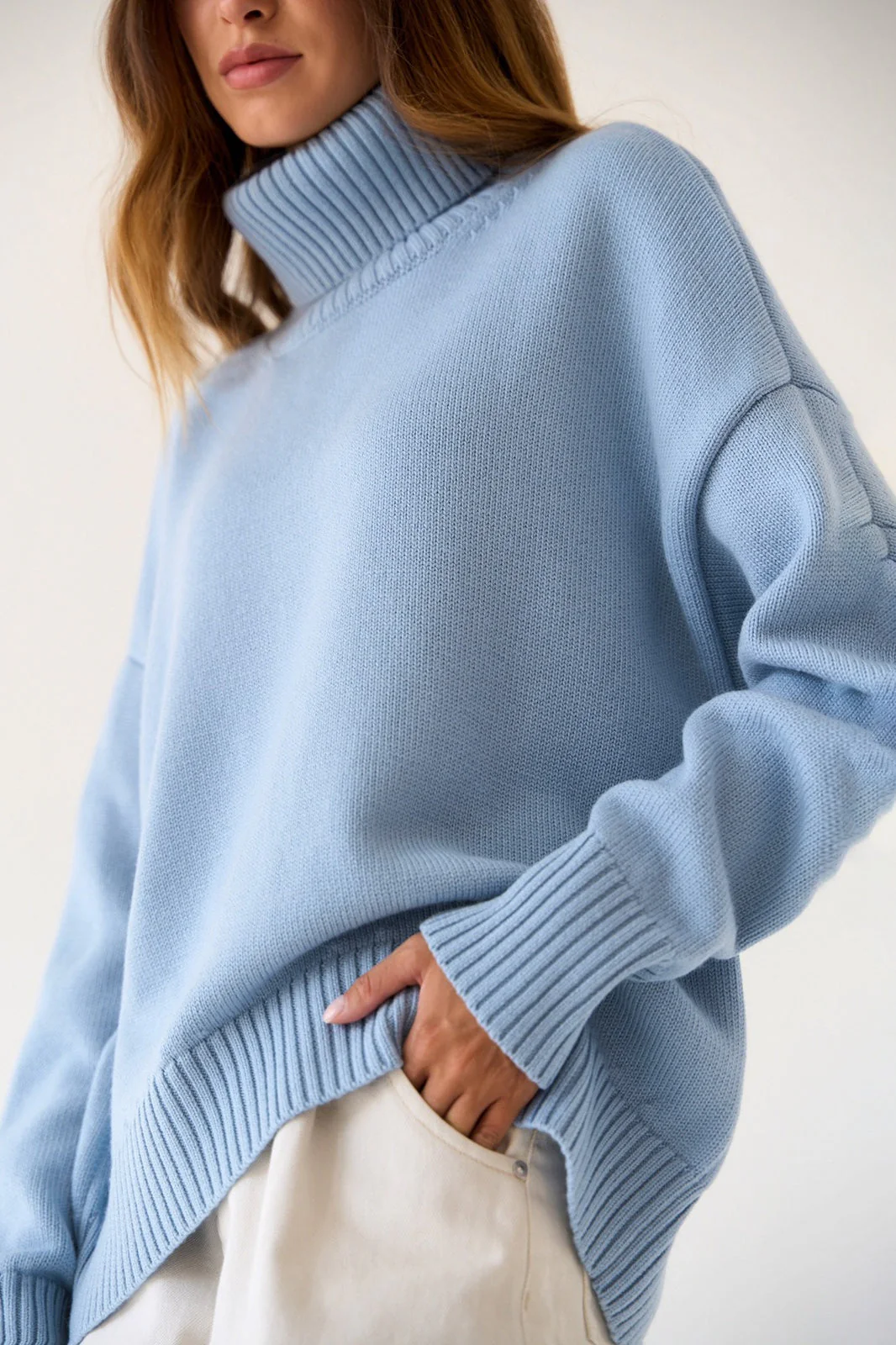 Basic Solid Knit Turtleneck Sweater - Image 9