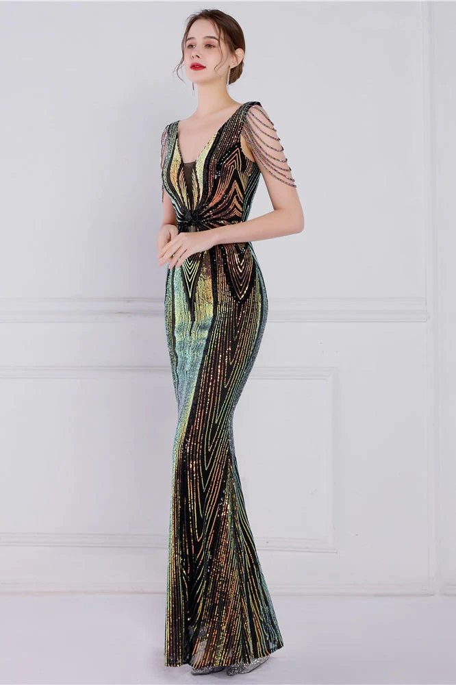 Beaded Floral Sequin Mermaid Party Dress - Image 15