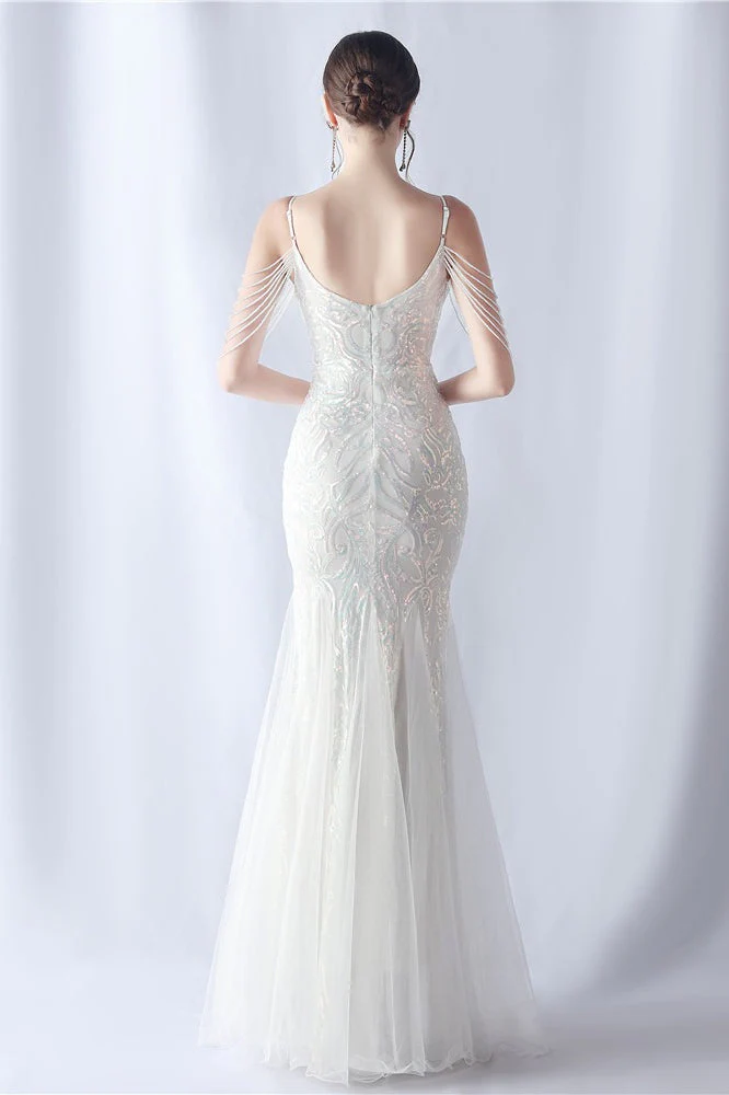 Beaded Mesh Cocktail Maxi Dress - Image 4