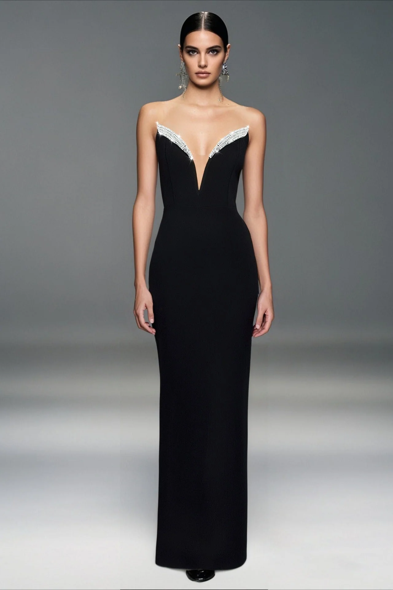 Black Crystal Bandage Formal Dress - Image 2