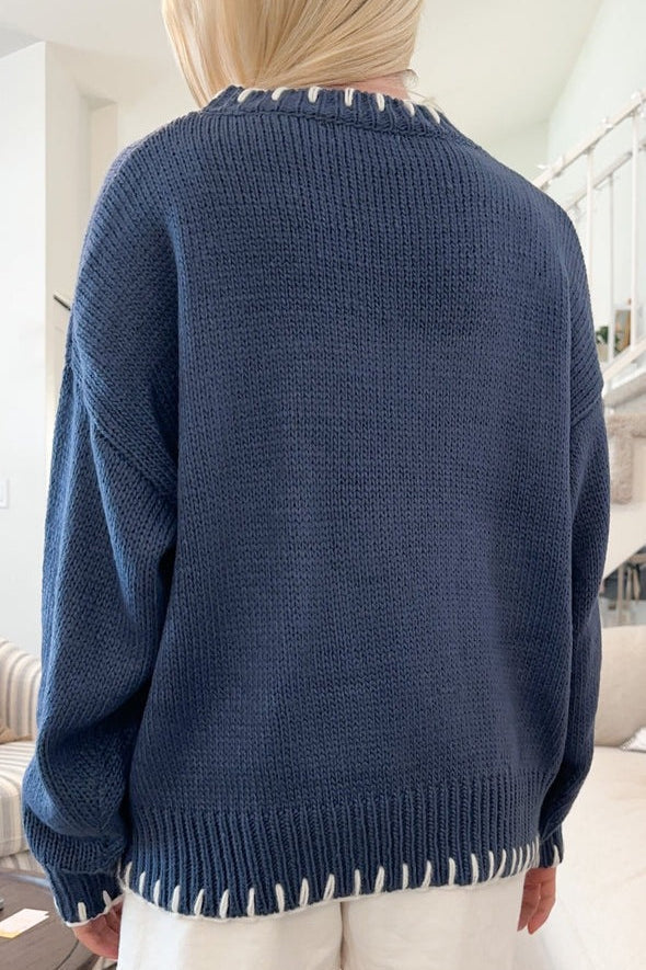 Bow Jacquard Knit Pullover Sweater - Image 10