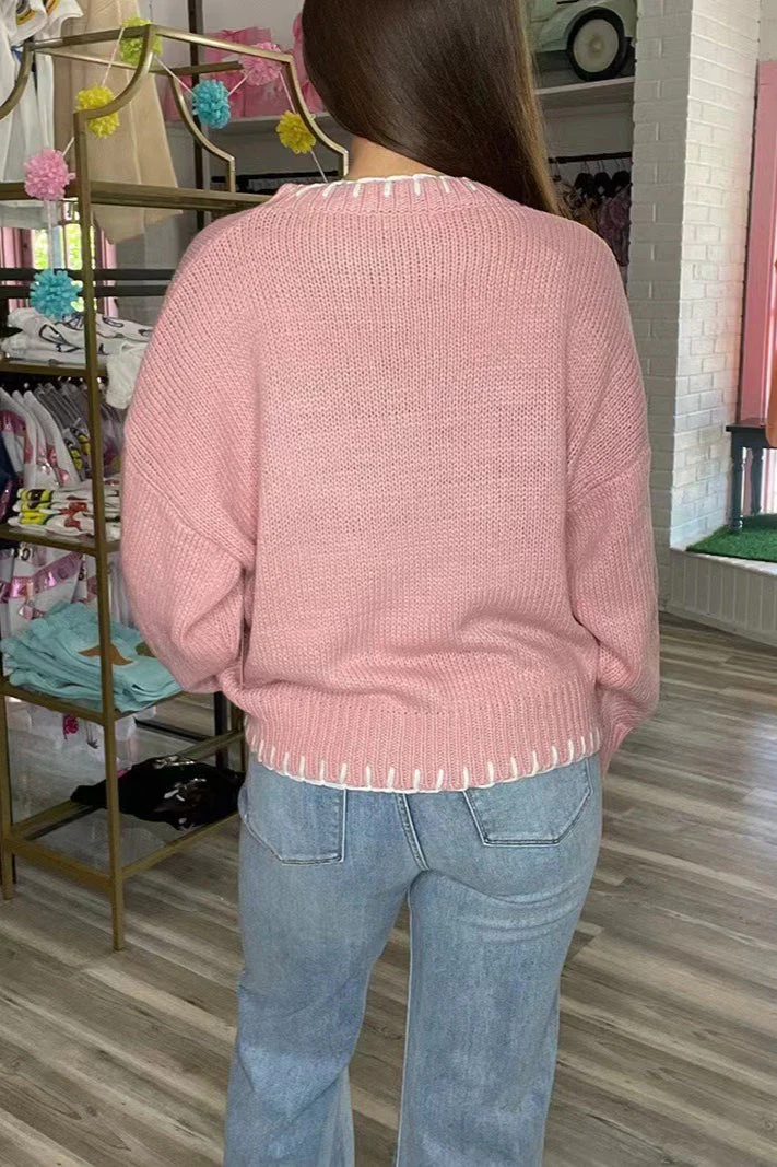Bow Jacquard Knit Pullover Sweater - Image 18