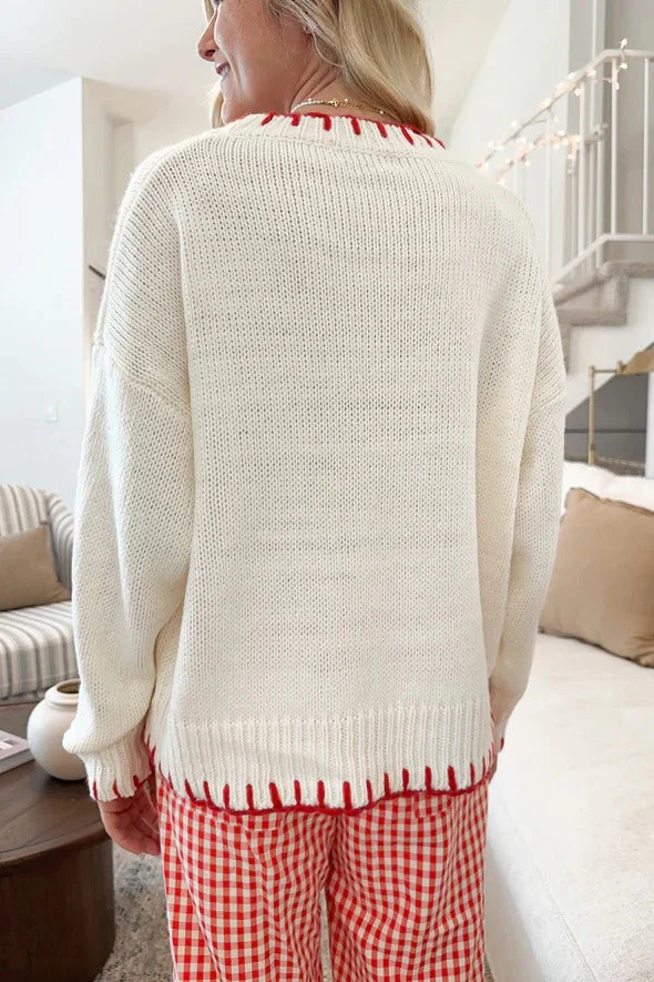 Bow Jacquard Knit Pullover Sweater - Image 27