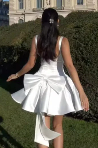 Bow Spaghetti Strap Party Cocktail Dress - Image 5