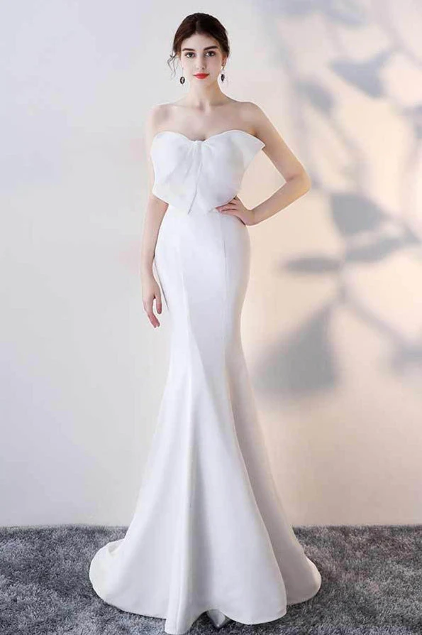 Bow Strapless Mermaid Maxi Party Dress