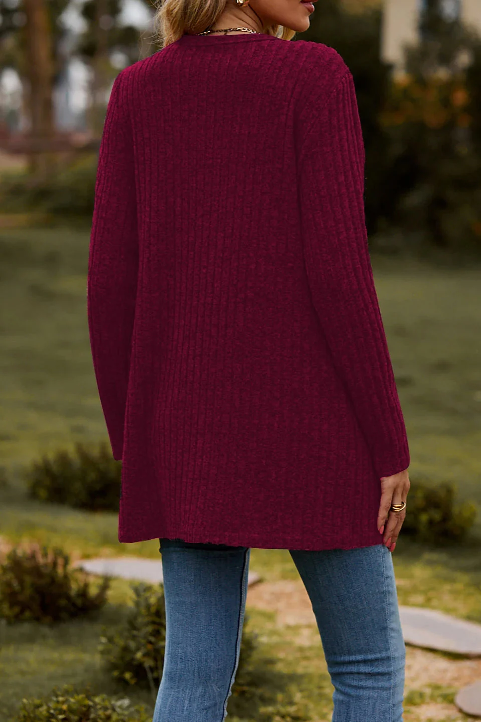 Brushed Ribbed Long Sleeve Cardigan - Image 14