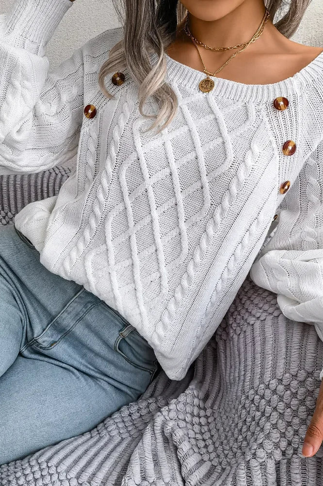 Button Detail Casual Pullover Sweater - Image 3