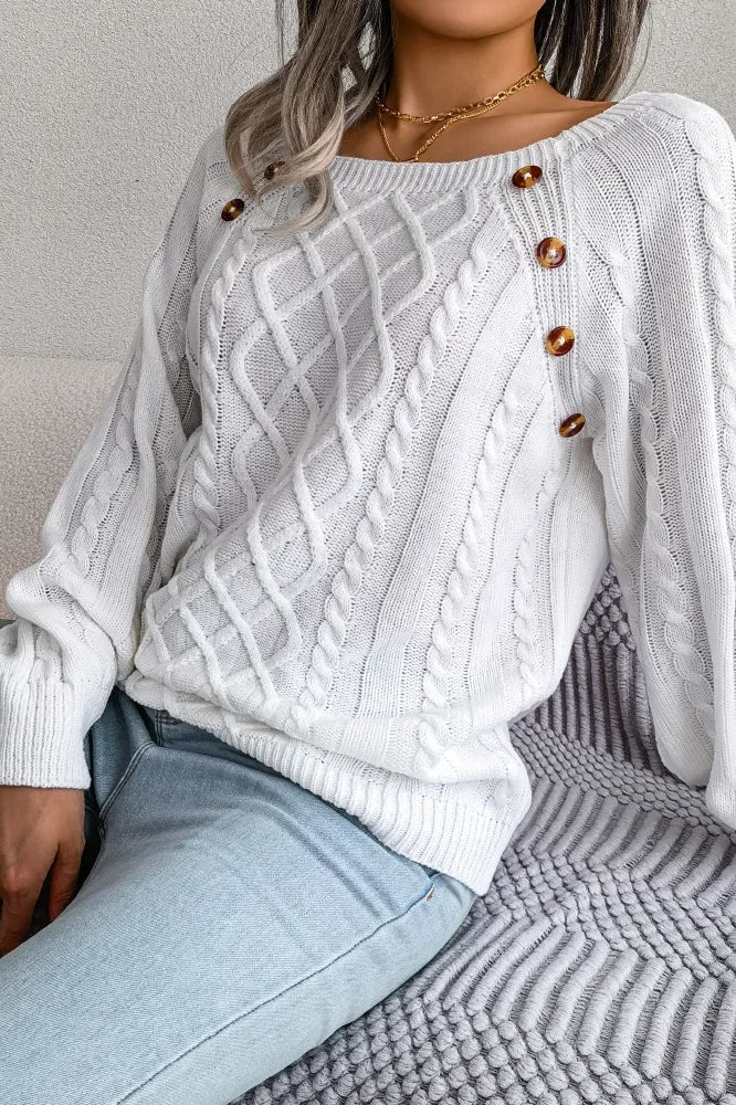 Button Detail Casual Pullover Sweater - Image 4