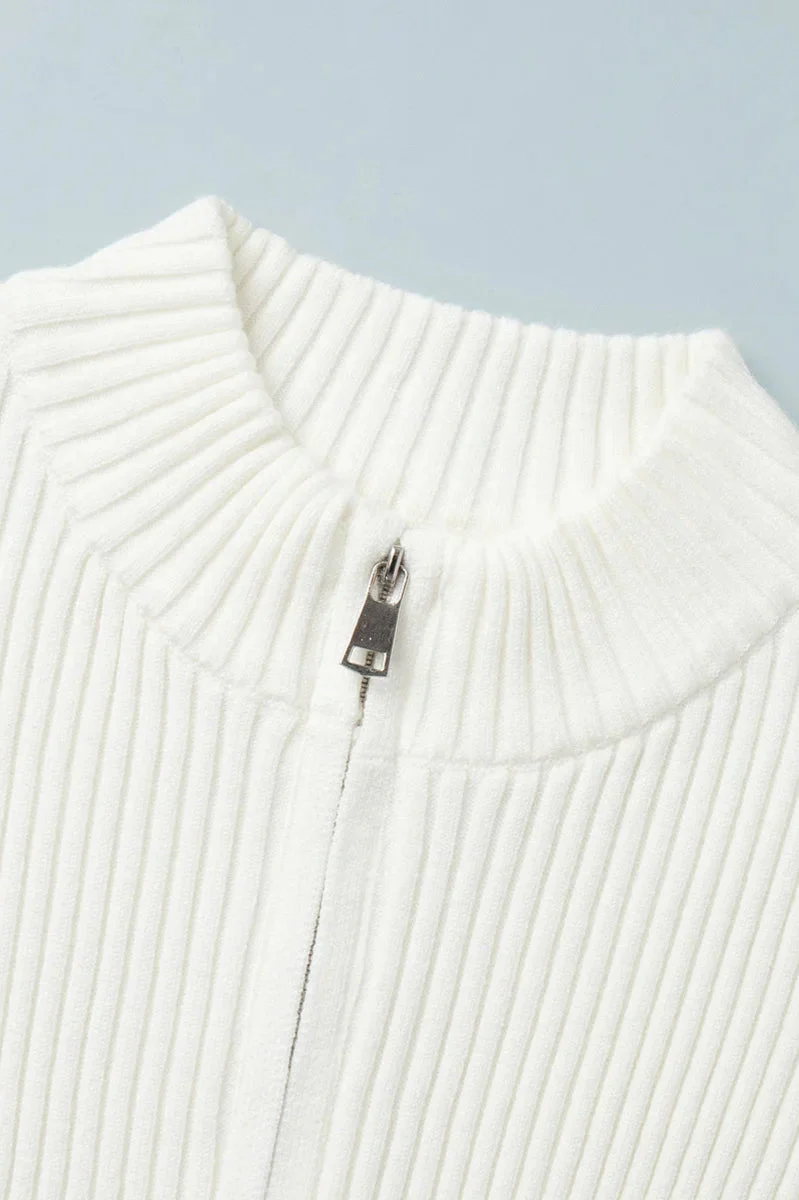 Casual Zip Front Knit Cardigan - Image 15