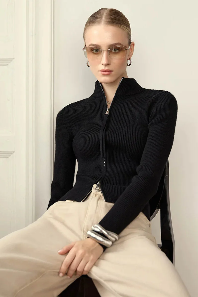 Casual Zip Front Knit Cardigan - Image 19