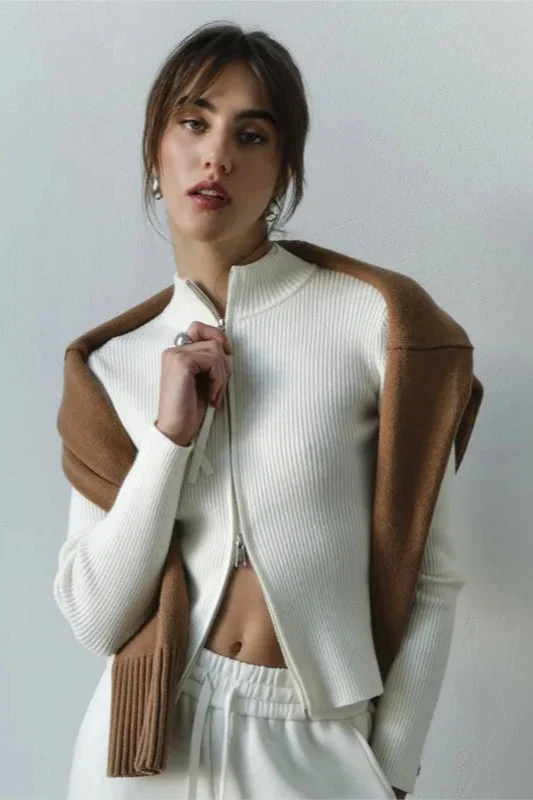 Casual Zip Front Knit Cardigan - Image 25