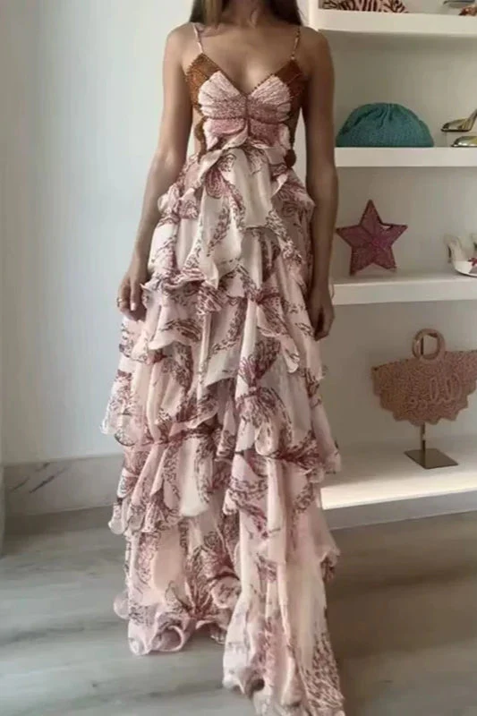 Chic V-Neck Pleated Boho Dress - Image 13