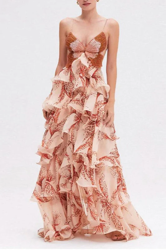 Chic V-Neck Pleated Boho Dress - Image 2