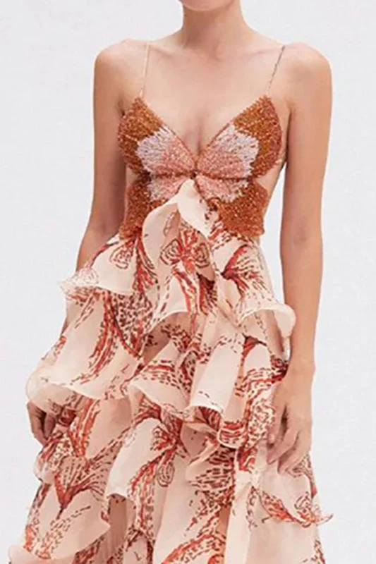 Chic V-Neck Pleated Boho Dress - Image 9