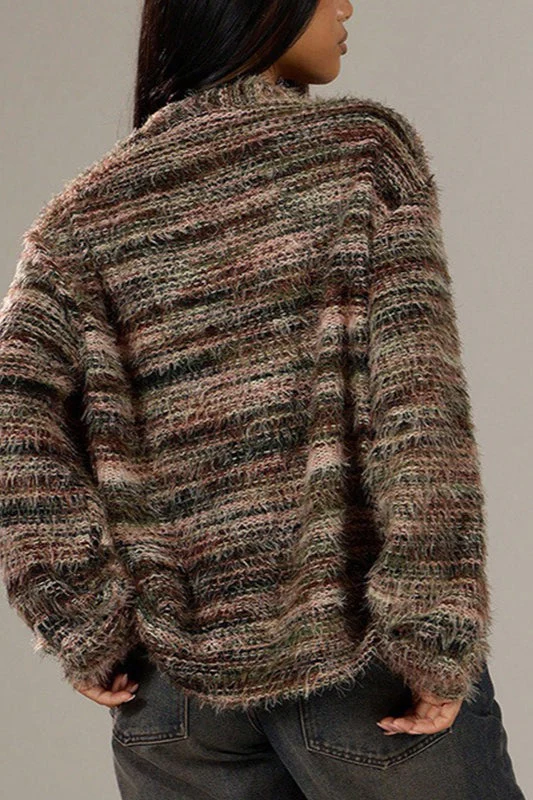 Color Blocked V Neck Cardigan - Image 4